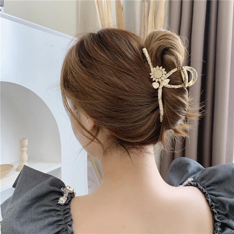 

1 шт., металлическая заколка-краб для волос в виде подсолнуха