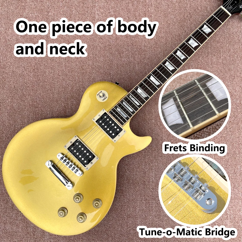 

Slash Appetite Electric Guitar Gold Maple Top Zebra Pickups, One Piece Of Body & Neck, Frets Binding, Tune-O-Matic Bridge