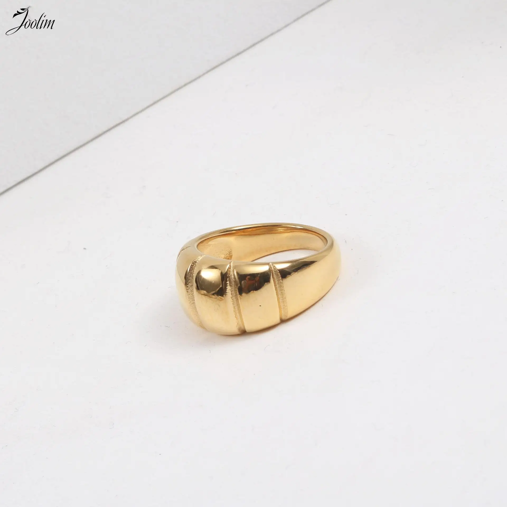 

Joolim High End 18K Gold PVD No Fade Fashion Bread Rings Trendy Stainless Steel Accessories Jewelry Wholesale