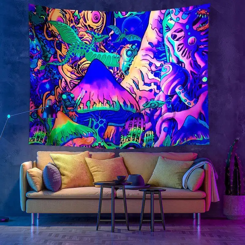 

декор комнаты。декор на стену。макраме.хиппи.декор комнаты эстетика.бохо деFFO светильник гобелен с изображением гриба настенный Фотофон 3D п...