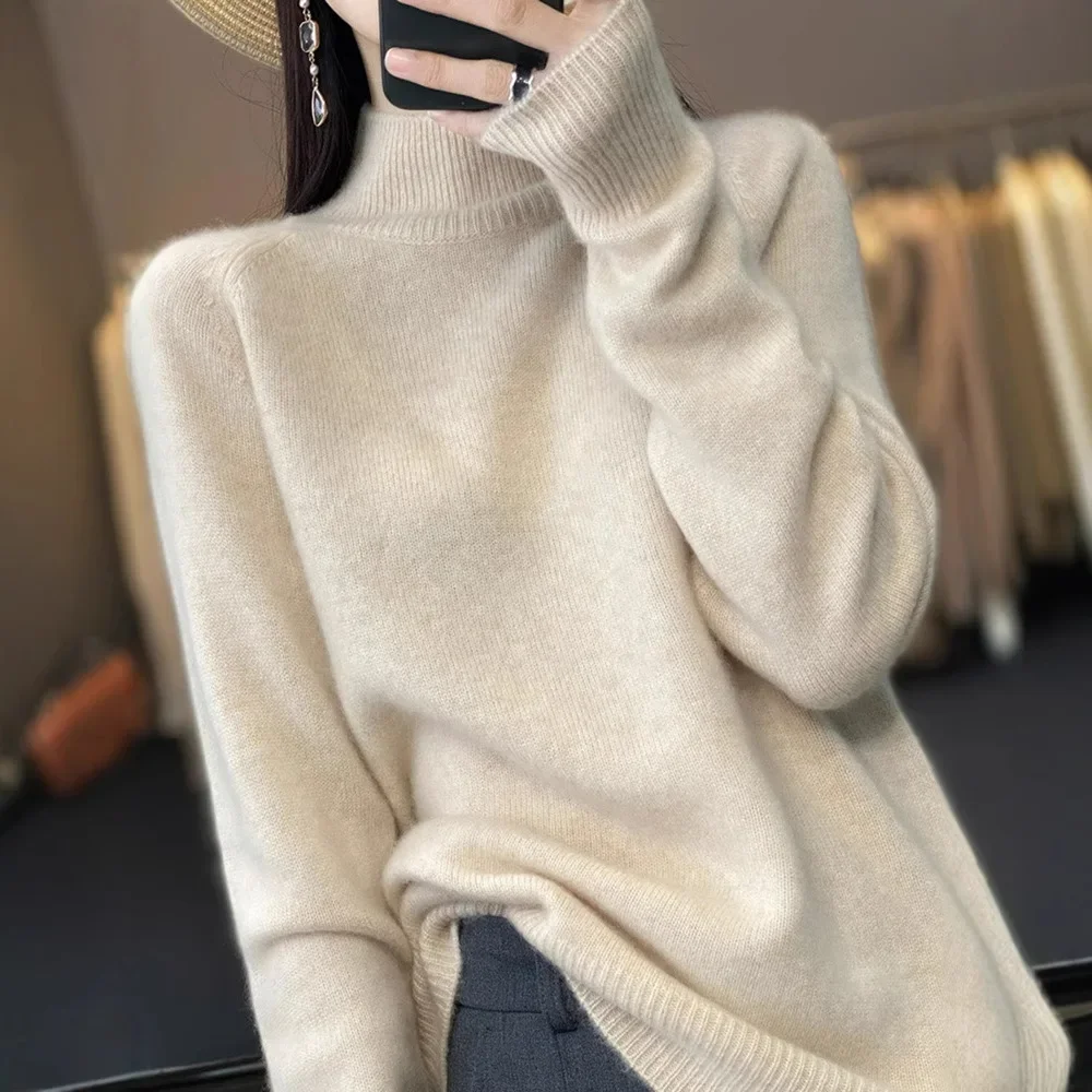 Женский свитер-поло с полуполо фиолетовой звездой/черепашковым воротником