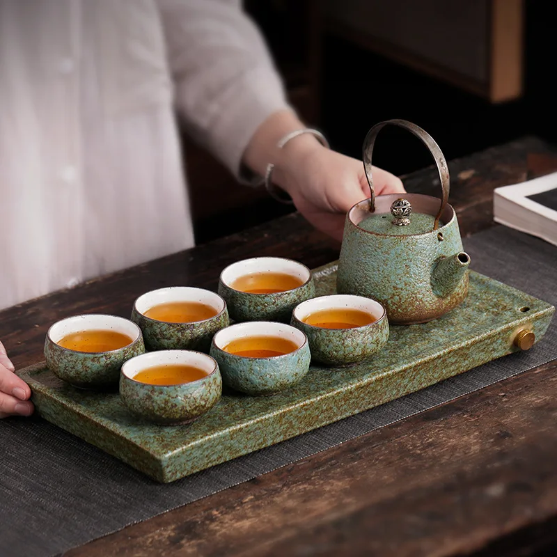 Simple Household Water Storage Dry Bubble Table Tray for Decoration Coarse Pottery Tea Ceramic Pot Trays Set Teaware Dining |
