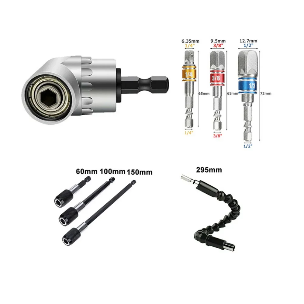8 шт. аксессуары для электроинструмента адаптер 105 градусов 1/4 &quot3/8&quot 1/2 &quotгнездо