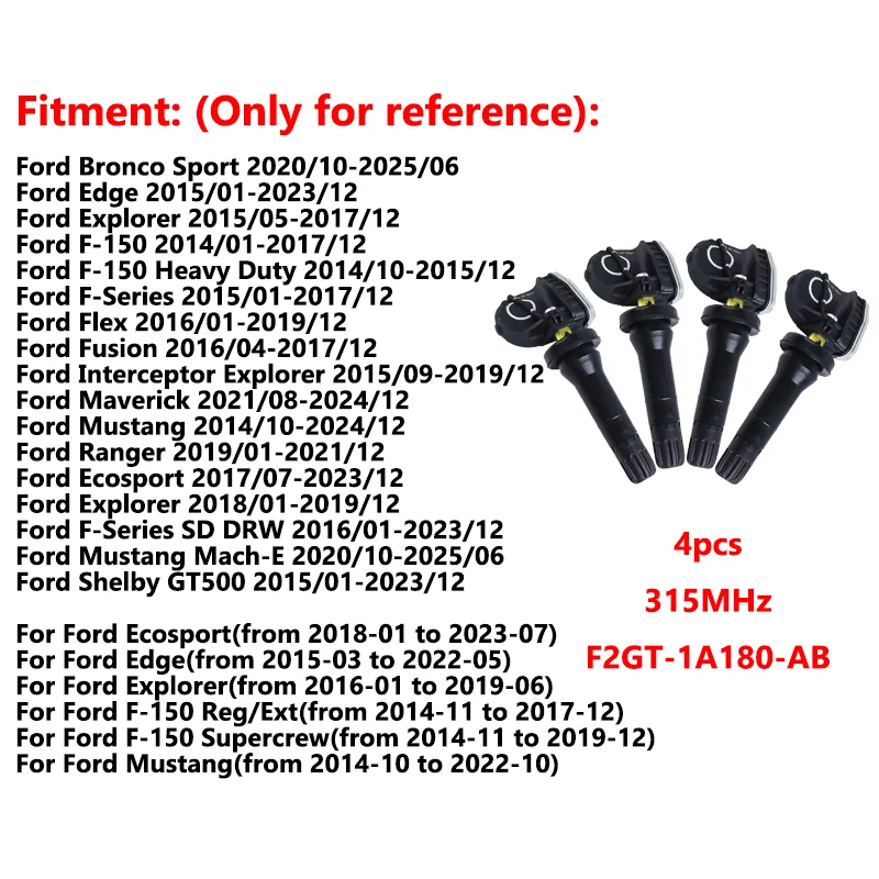 

Для Ford Explorer Edge F-150 Mustang Ecosport 2016 2017 2018 2019 Датчик давления в шинах TPMS F2GT-1A180-AB F2GT-1A150-AB
