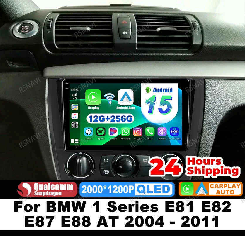 Фото Автомобильный радиоприемник Android 15 для BMW 1 серии E81 E82 E87 E88 AT 2004-2011 5G WIFI Мультимедиа QLED DSP BT Qualcomm Стерео DVD 4G LTE №1