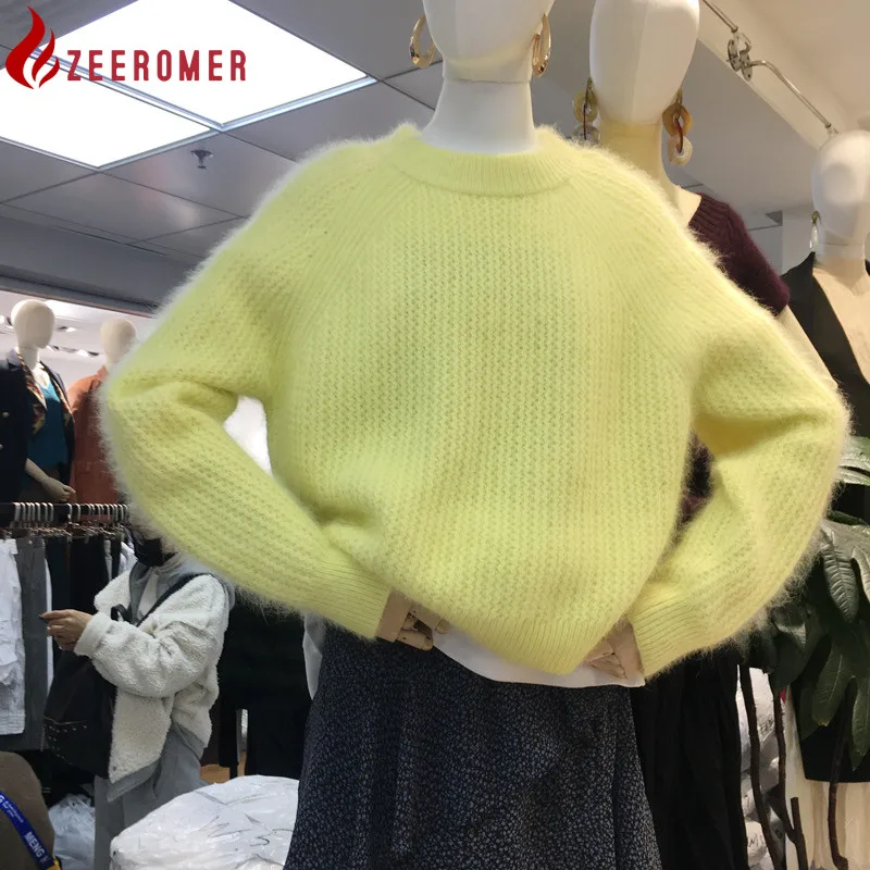 

Женский кашемировый пуловер, мягкий свободный свитер из мохера и норки, теплая вязаная кофта в Корейском стиле, Осень-зима 2022