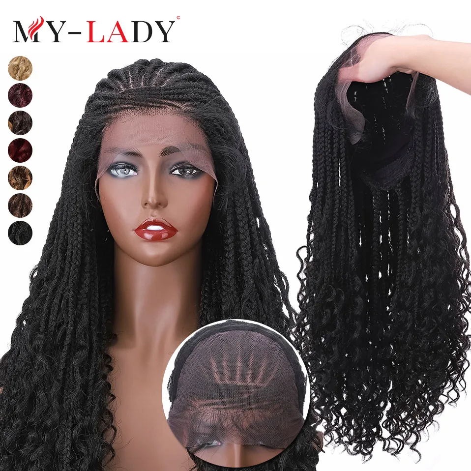 My-Lady 26inches Synthetic Lace Front Wig Frontal Black Long With Baby Hair For Black Woman Braiding Goddess Locs Braided Wigs