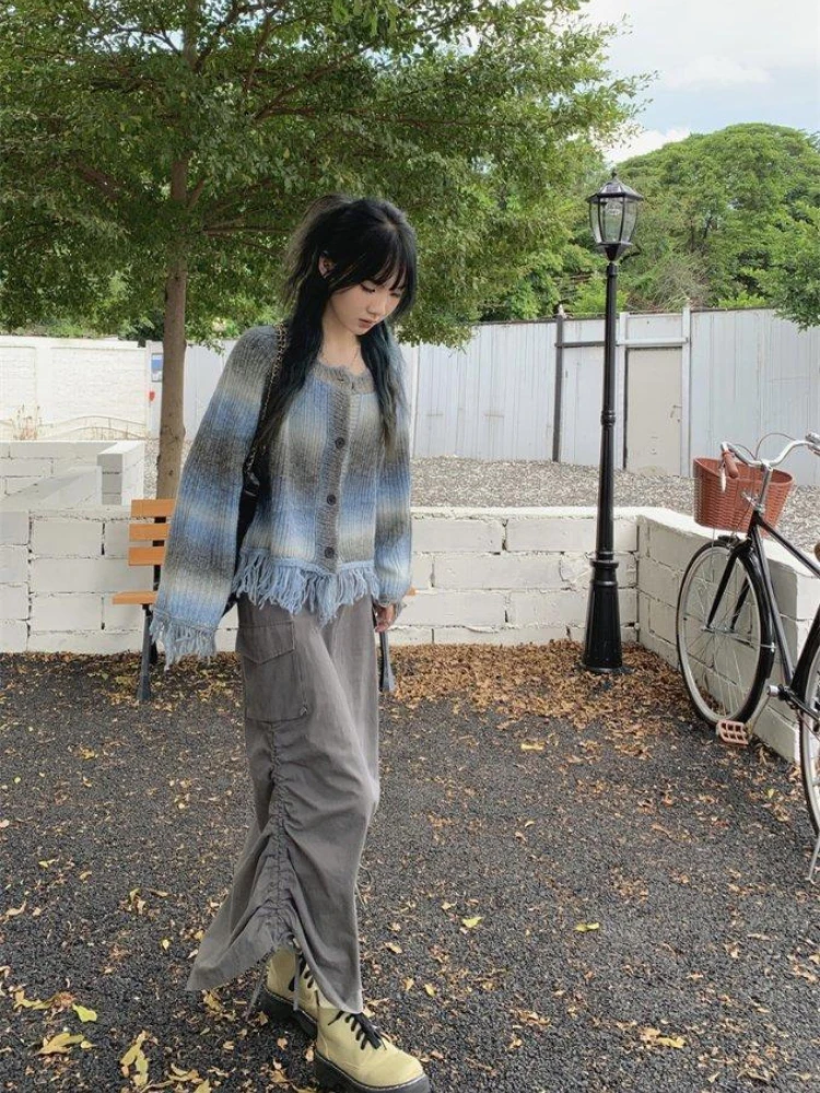 Женский винтажный кардиган с бахромой