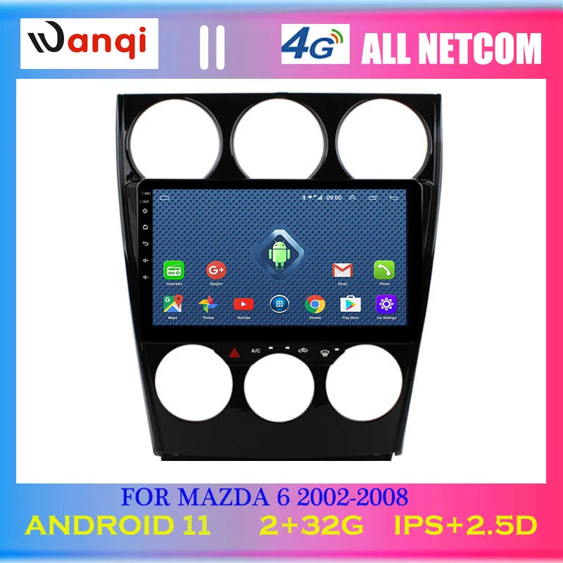 4G Lte All Netcom 9 дюймов Android 11 HD сенсорный мультимедийный плеер для 2004-2015 Mazda 6 с Bluetooth GPS