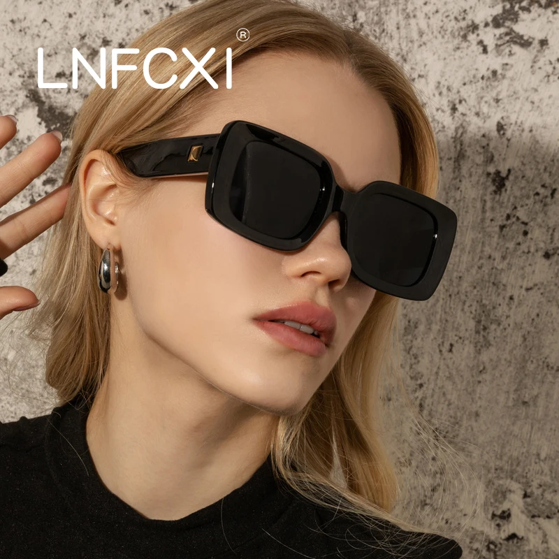 

Винтажные брендовые дизайнерские Квадратные Солнцезащитные очки LNFCXI, женские винтажные Черные Зеркальные Солнцезащитные очки для модной ...