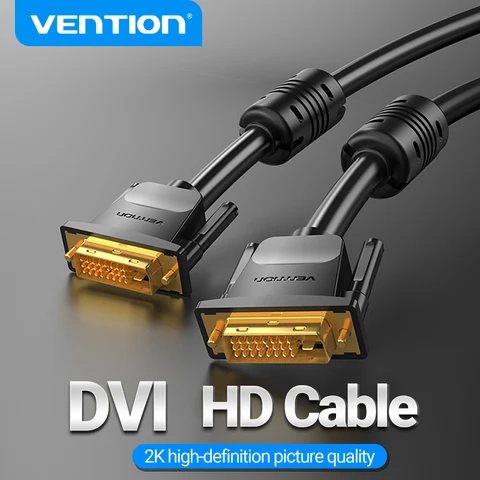 Vention DVI кабель папа-папа DVI к DVI 24 + 1 видео кабель 1080P 2K двойная ссылка для ноутбука ПК Монитор Проектор DVI-D шнур 1 м 5 м