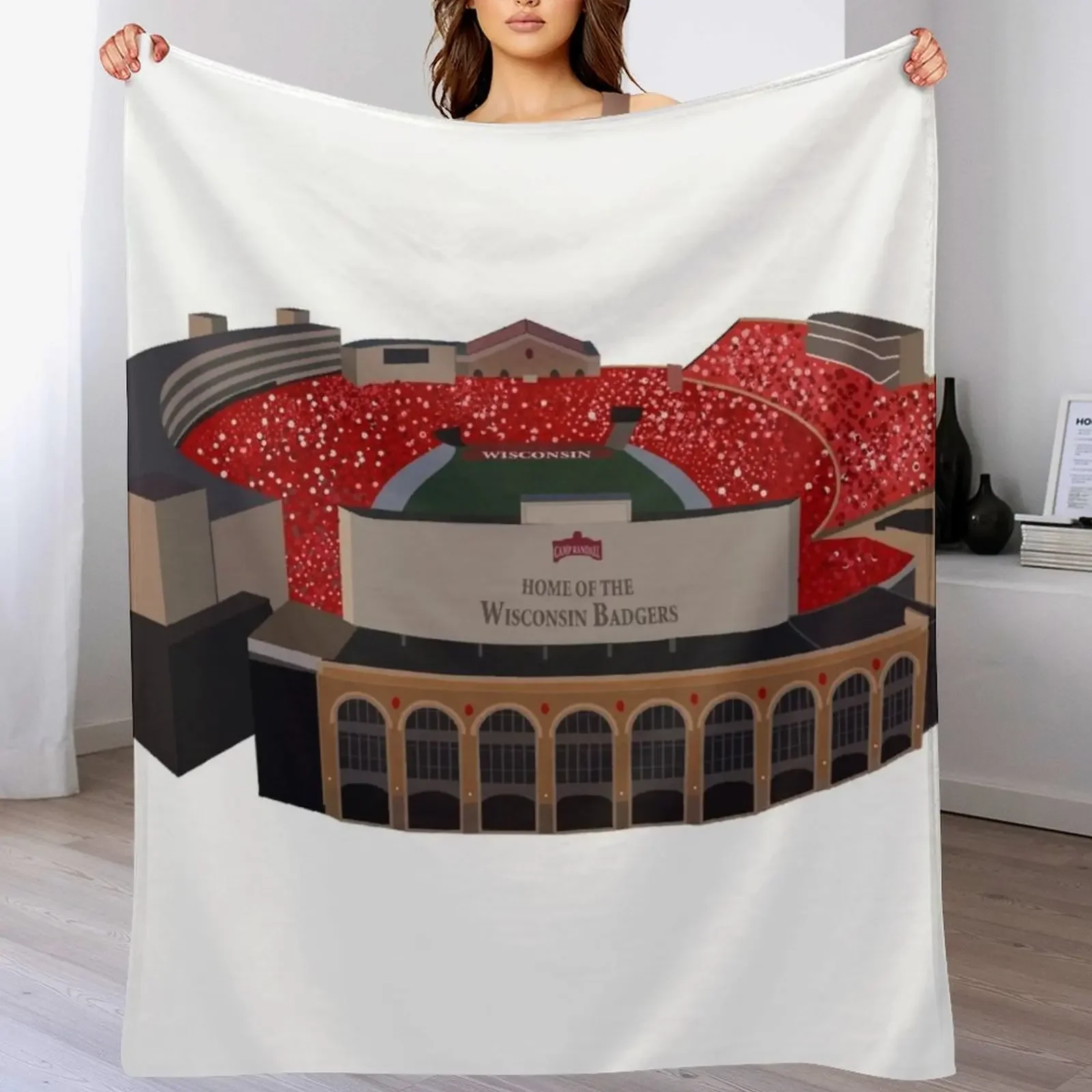 Фото Плед Camp Randall, уютное домашнее одеяло, подарок на Рождество и праздники №1