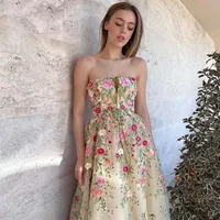 LSCZ21 Dubai Long Sleeve Evening Desses for Women Wedding Guest Party Gowns 2023 Flowers V-Neck Mermaid Prom cocktailkleid damen 7