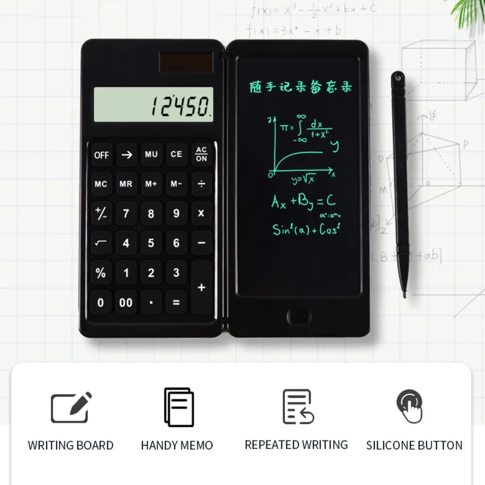 

Foldable Calculator & 6 Inch LCD Writing Tablet Digital Drawing Pad 12 Digits Display Sketchpad Calculator Simple and Small