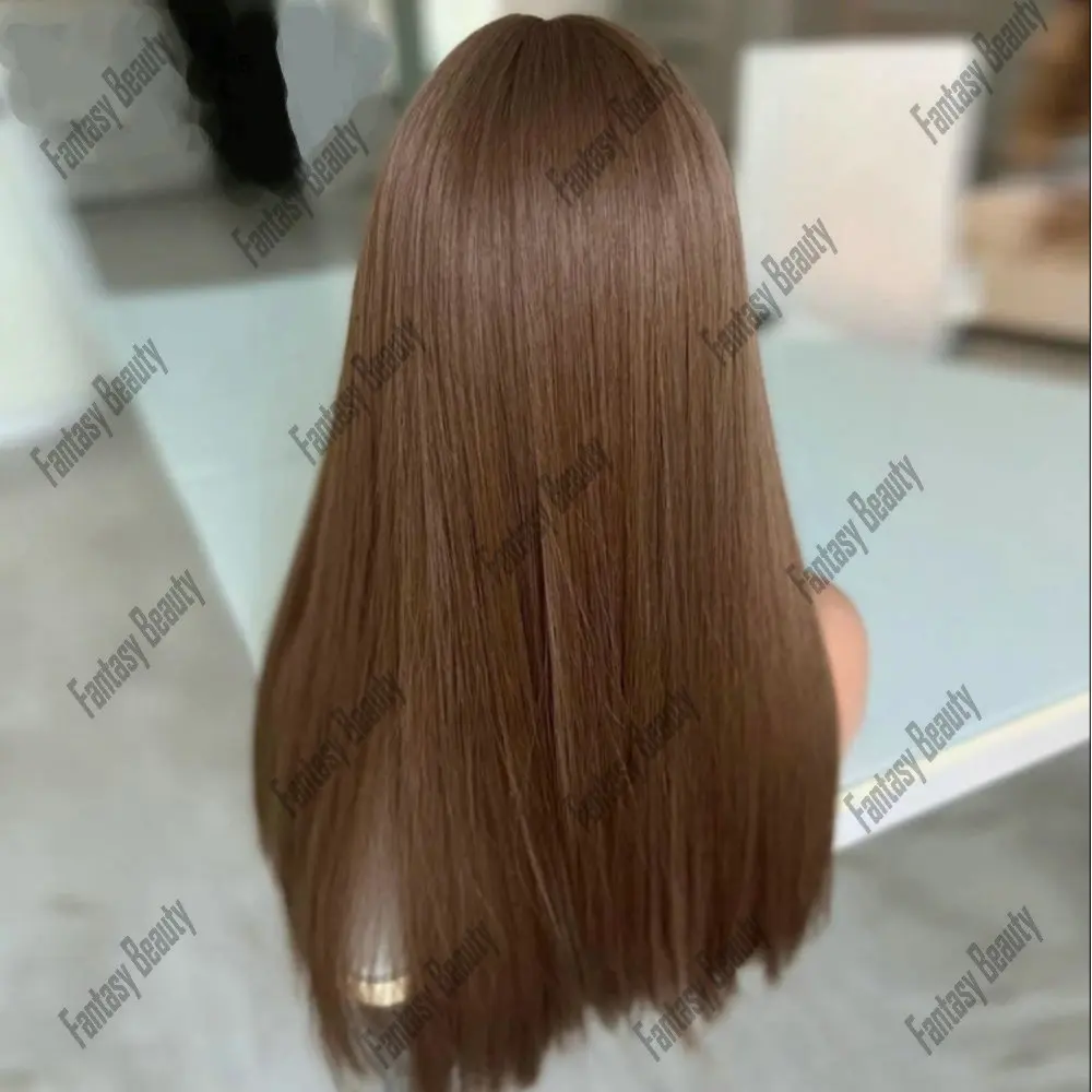 Натуральные волосы коричневые шелковистые прямые парики на полной сетке 100%