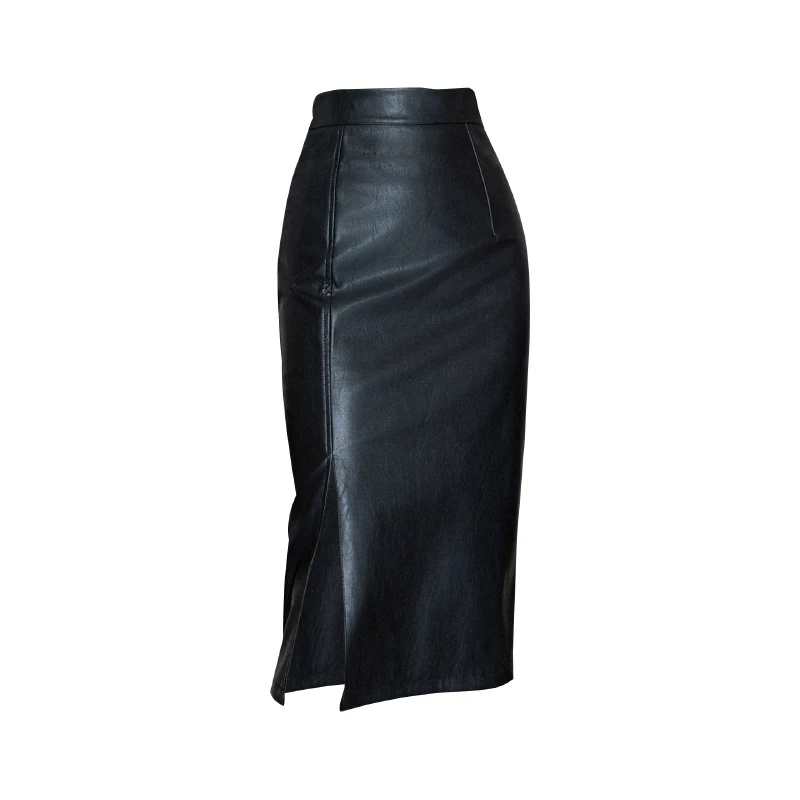 2024 новые осенне-зимние кожаные юбки сексуальная женская юбка черная с высокой