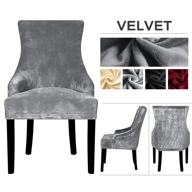 Velvet Fabric European Style Chair Cover Sloping Arm Big Size Wing Back King Back Chair Covers Seat Covers Washable Removable
