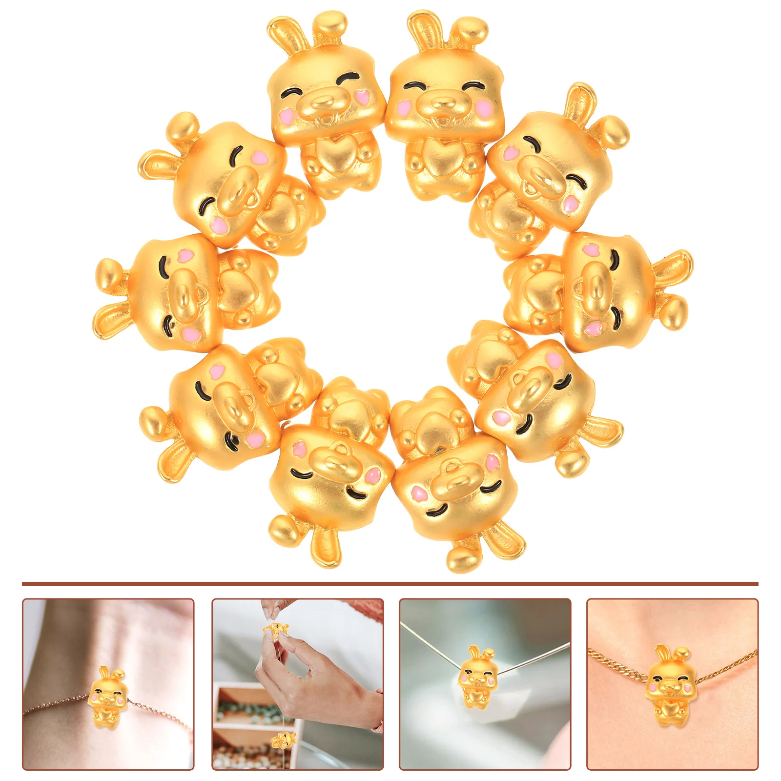

10Pcs Spacer Beads DIY Jewelry Beads Alloy Rabbit Shape Hair Ties Making Beads