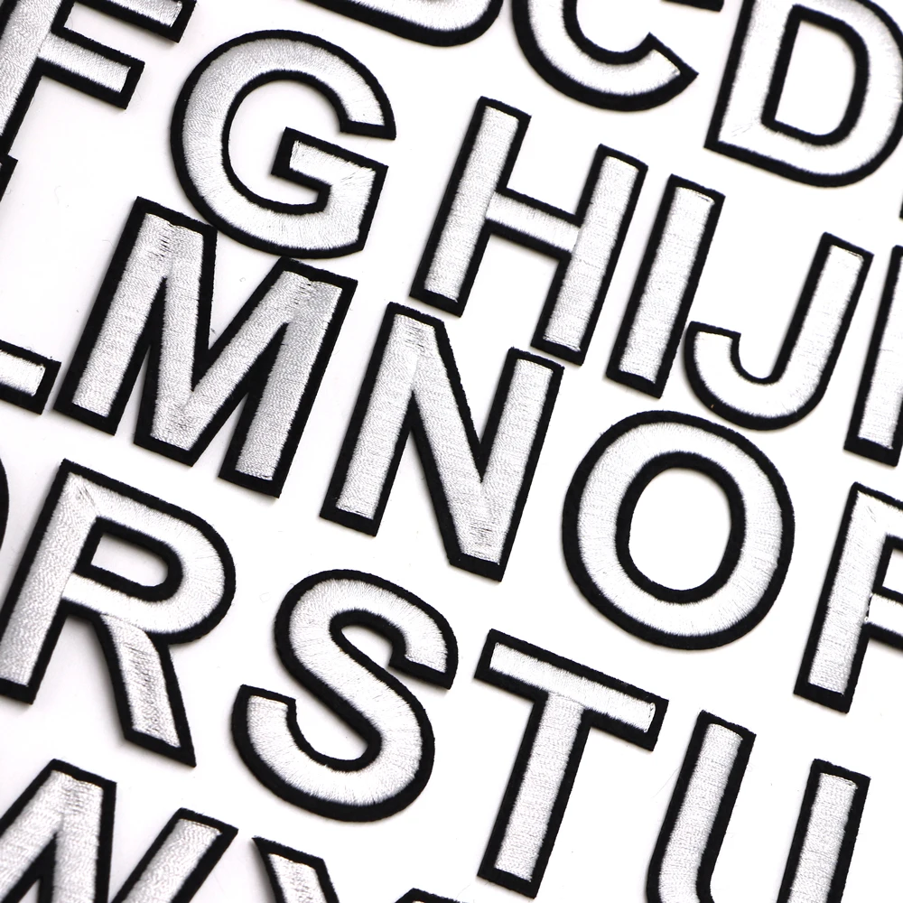 Белые черные вышитые буквы патчи с утюгом нашивки алфавитом аппликация для