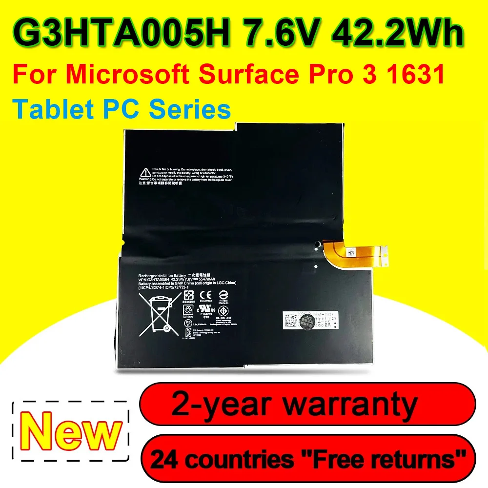 G3HTA005H для Microsoft Surface Pro 3 1631 Tablet PC Series Аккумулятор ноутбука G3HTA009H MS011301-PLP22T02 7 6 В 5547