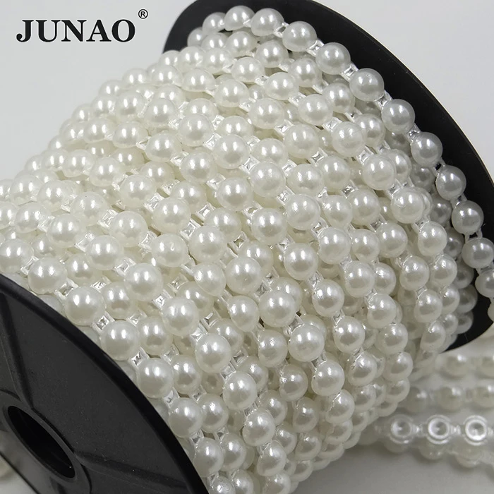 Бусины из белого жемчуга JUNAO полукруглые бусины с имитацией цепочка для свадьбы