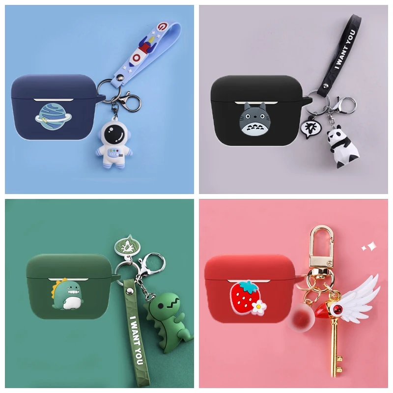 

For SENNHEISER CX400TW1C Cases Cartoon Dinosaur / funny Panda Earphones Silicone Protect Cover with keychain Accessories box