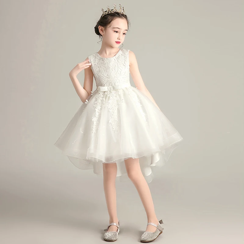 

Children Formal Birthday Party Dress for Wedding Bridesmaid Flower Girls White Short Evening Gowns Pageant Princess Blue Dresses
