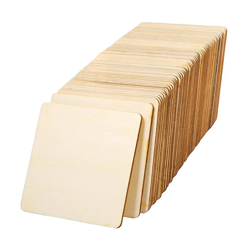 

10-220MM Wooden Squares Unfinished Blank Board MDF Slices Cutouts for DIY Crafts Painting Coasters Pyrography Home Decorations