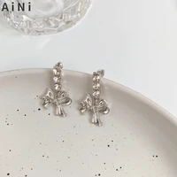 modern jewelry s925 needle butterfly earrings 2022 new trend high quality crystal silvery color dangle earrings for girl gifts