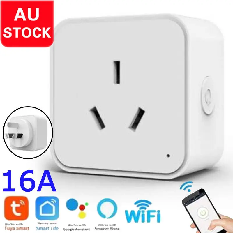 

WiFi Smart Security Socket Voice Control Mobile Phone Remote Voice Control 16A AU Socket Plug Timing Countdown Timetable Modes