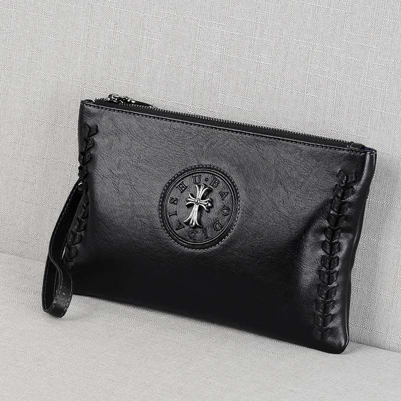 

2023 New Men's Wallet Envelope Bag Large Capacity Handheld Leather Handbag