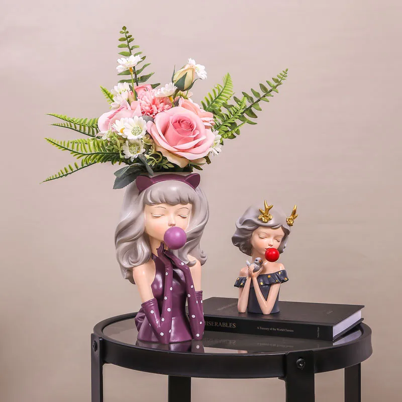 

Nordic bubble blowing girl vase living room desktop flower arrangement flower home decoration bedroom girl storage decoration