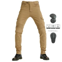 khaki motorcycle riding jeans volero loose straight cycling protective pants locomotive sports racing leisure trousers for men