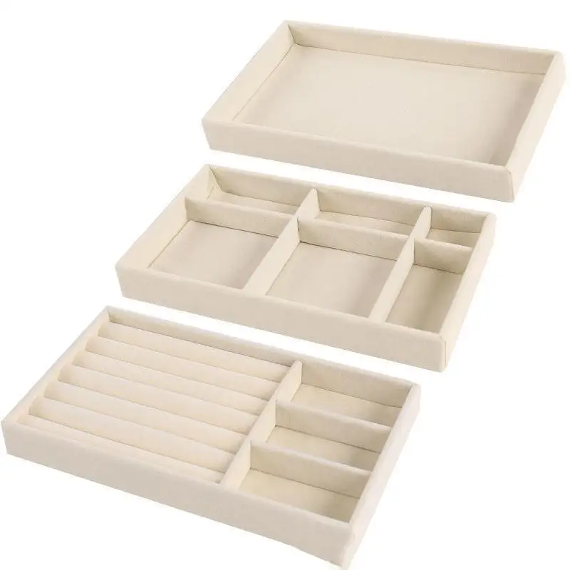 

Velvet Jewelry Display Tray Case Hot Sales Stackable Exquisite Jewellery Holder Portable Ring Earrings Necklace Organizer Box