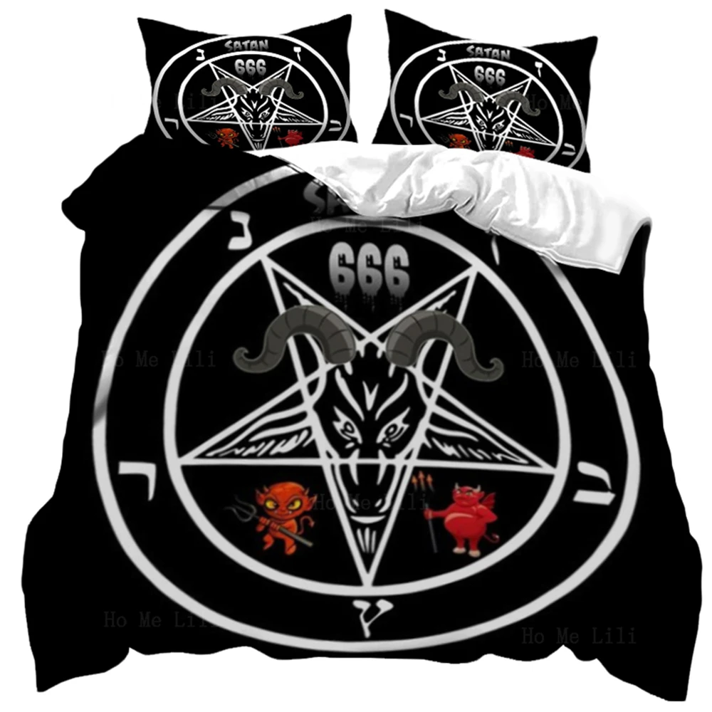 Пододеяльник с двойной татуировкой в виде котика пентаграммы головой козы