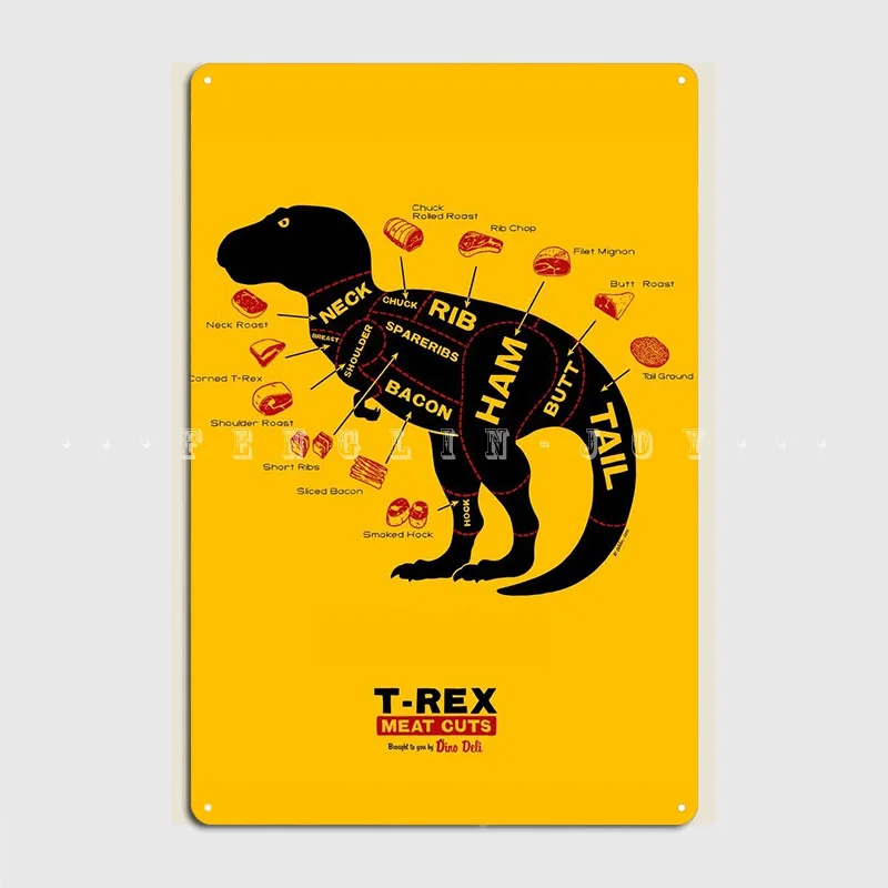 

Т-Рекс, мясо, схема, плакат, металлическая табличка, Настенная роспись, Женская винтажная стена, гараж; Клуб постер
