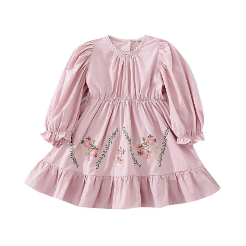 

Baby Girls Floral Embroidered Dress 2022 Spring New Children Cute Clothing Kids Elegant Princess Dress, #6757