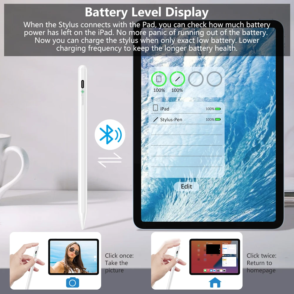 Для Apple Pencil 2 1 iPad GOOJODOQ Bluetooth стилус для Pen Pro 11 12 9 Air 4 5 2018-2023 |