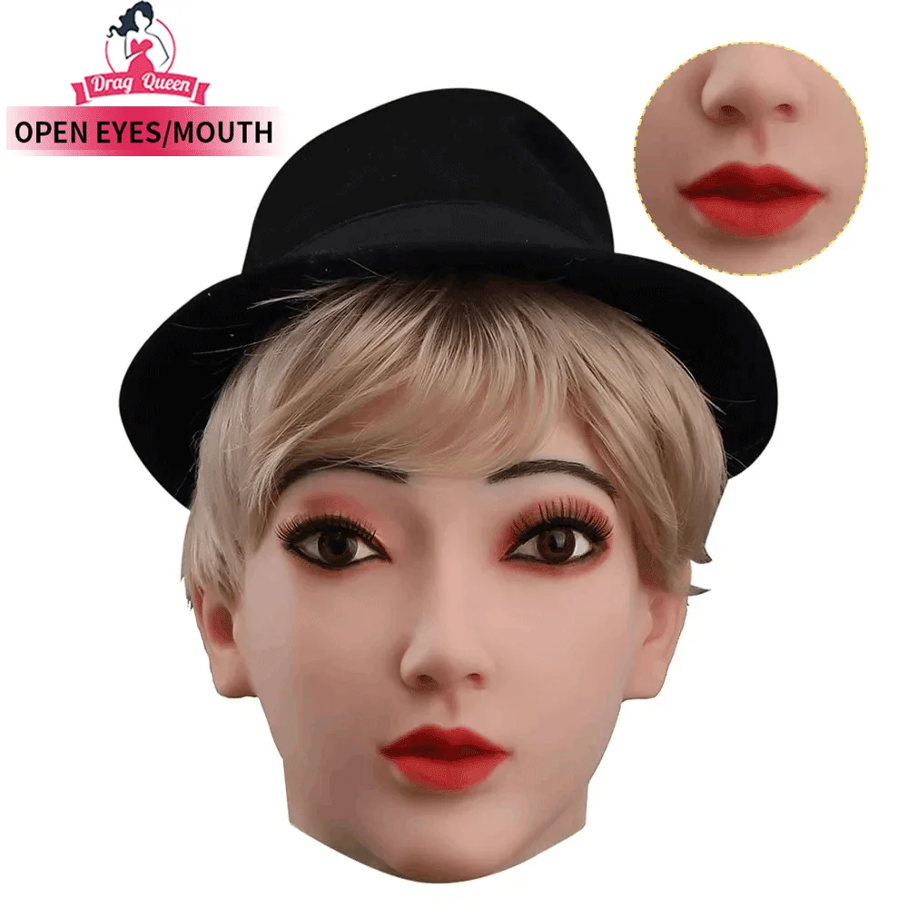 

Drag Queen Christina Silicone Masquerade Female Mask For Man Crossdress Women Sex Realistic Female Silicone Masks for Cosplay