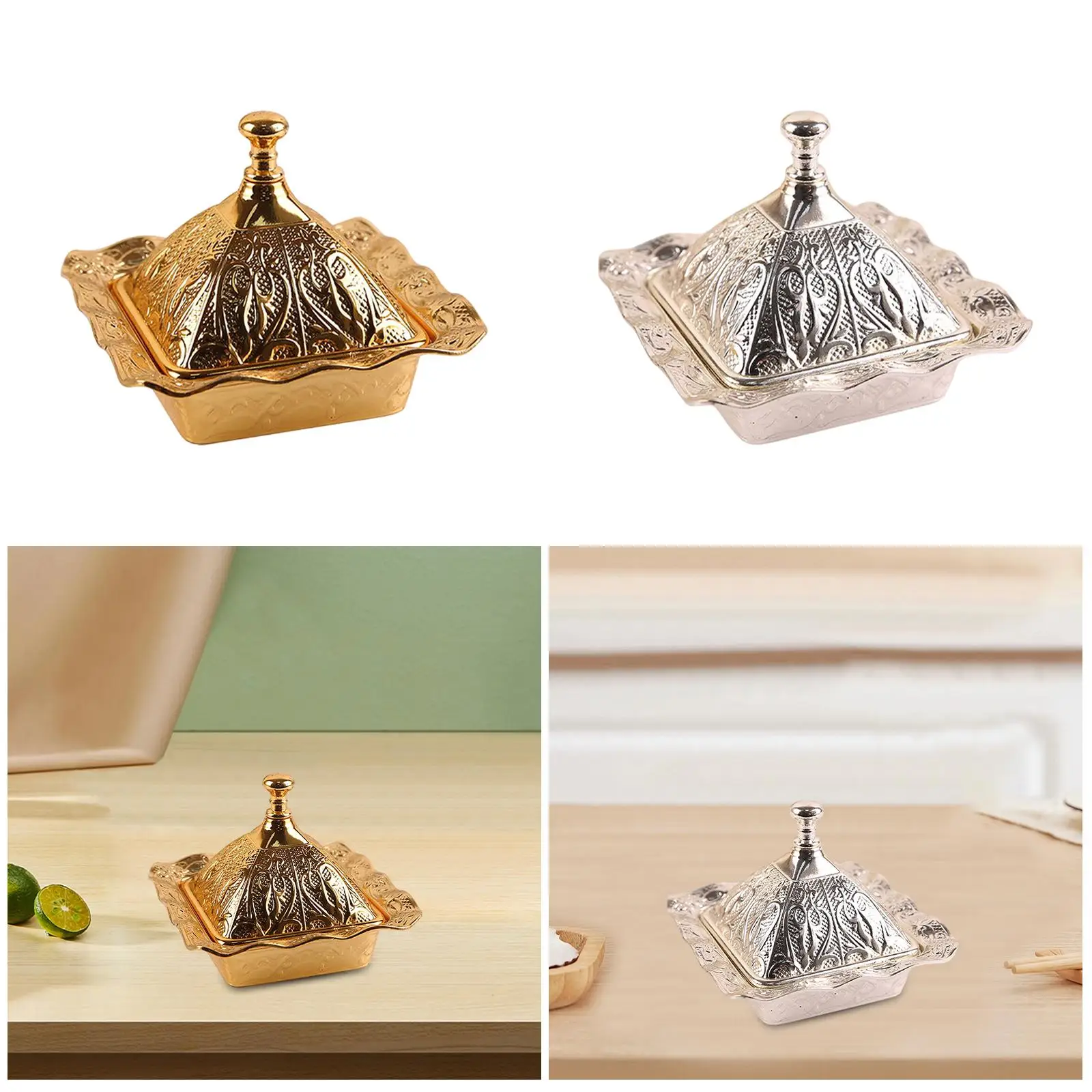 Декоративная миска для конфет с крышкой сервировочное блюдо из сплава банка