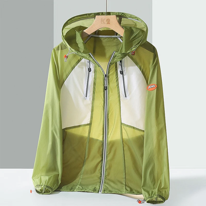 

Oversize Summer Jacket Sun Protection Coat Unisex Light&Thin Hooded Zipper Outdoor Windbreaker Sports Gym Skin Clothing