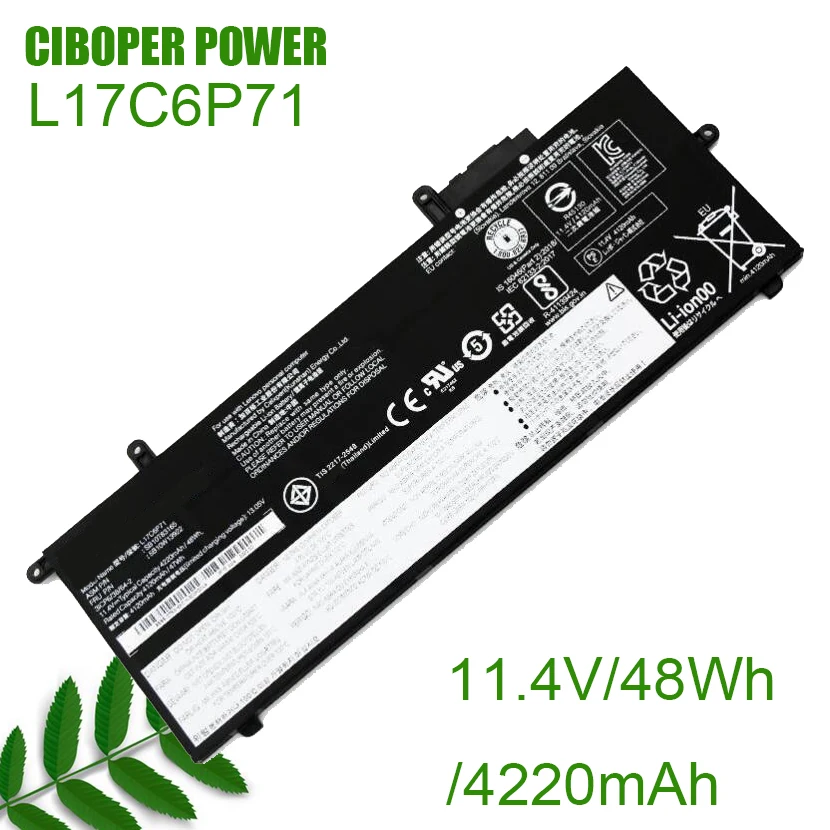 

CP Laptop Battery L17C6P71 11.4V/4220mAh/48Wh For ThinkPad A285 X280 Series L17L6P71 L17M6P71 L17M6P72 L17C6P72 01AV470 01AV471