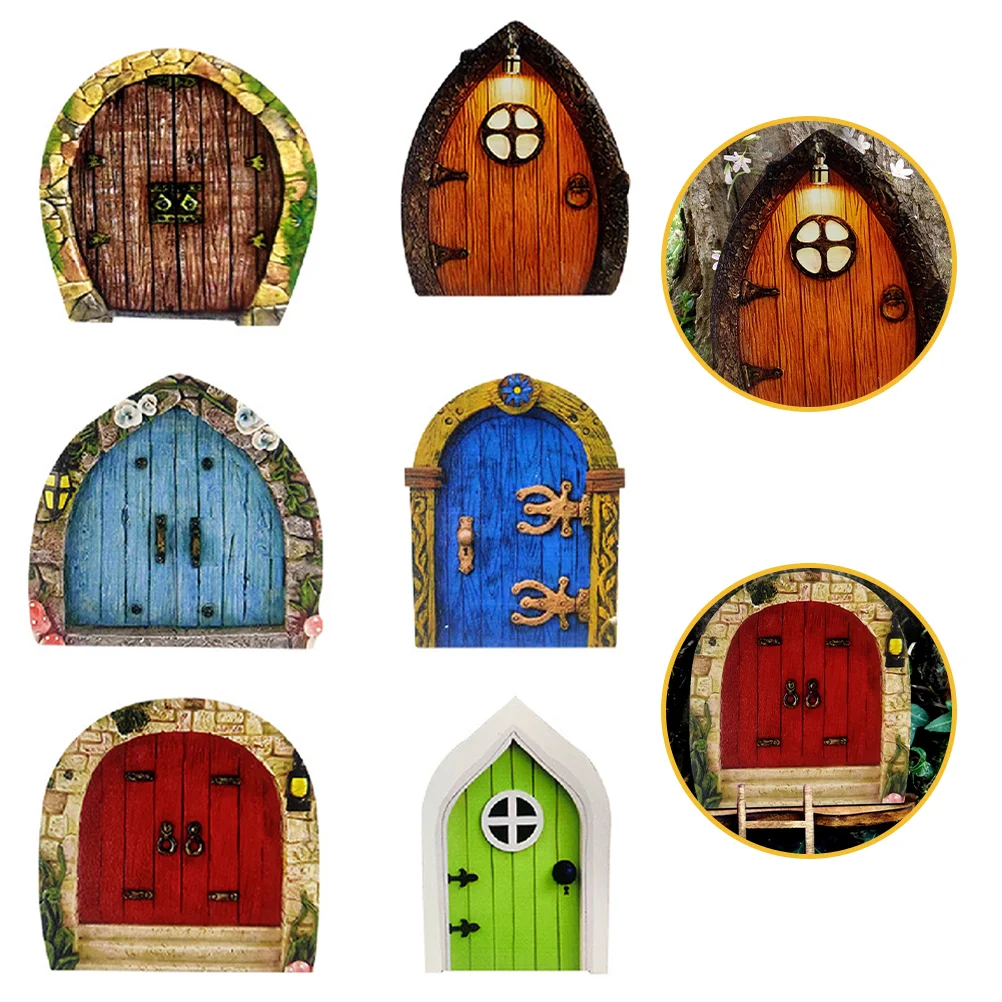 

6pcs Miniature Wood Fairy Door Miniature Gnome Elf Home Door Adornments