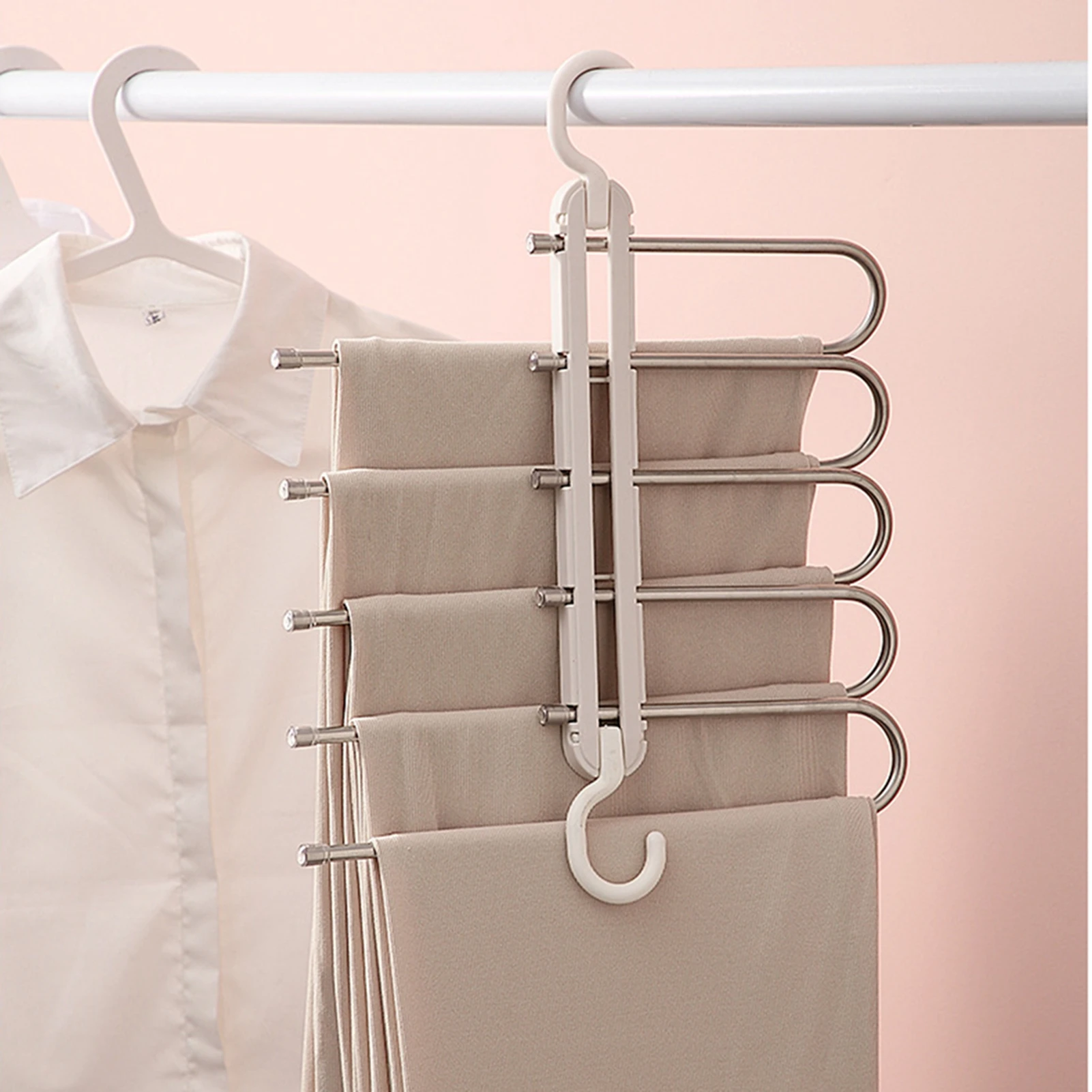 

Folding Pants Storage Multifunctional Hanger for Pant Rack Hanger Clothes Organizer Hangers Save Wardrobe Space Bedroom Closets