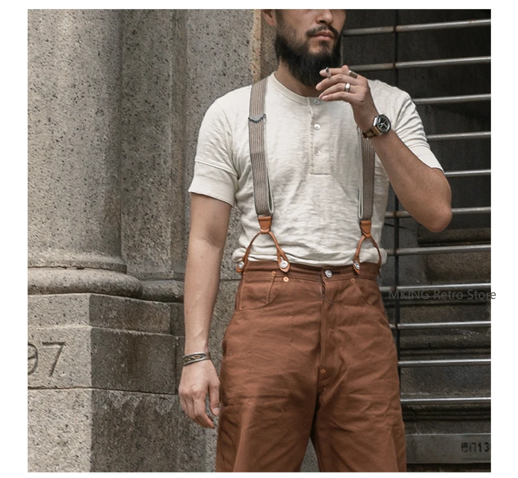 Фото Прочная хлопковая футболка Bronson Old Time из бамбуковой пряжи основного цвета с короткими рукавами Henley, винтажная футболка с резьбовыми манжетами №3