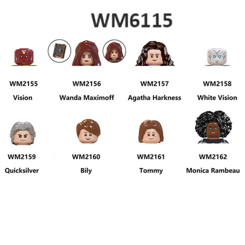 

Wm6115 Superheroes Vision Wanda Maximoff Quicksilver Bily Mini Figure Bricks Building Blocks Assembled Modle Educational Toys