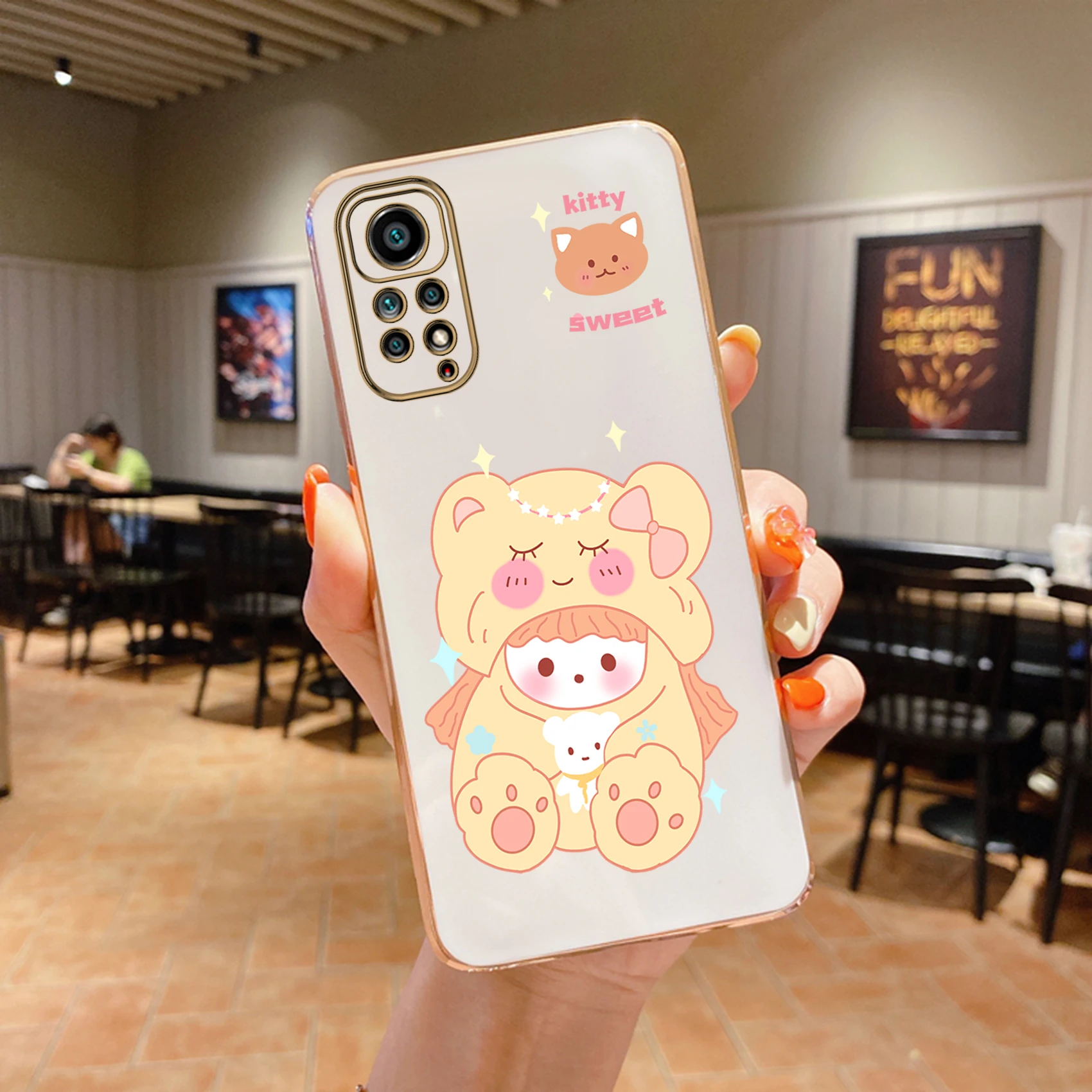 

Cute Cartoon Girl Plating silicone Phone Case On For Xiaomi Redmi Note 10 Pro 10S 12 11 11Pro 9 Pro Redmi 10 10C 9A 9C NFC Cover
