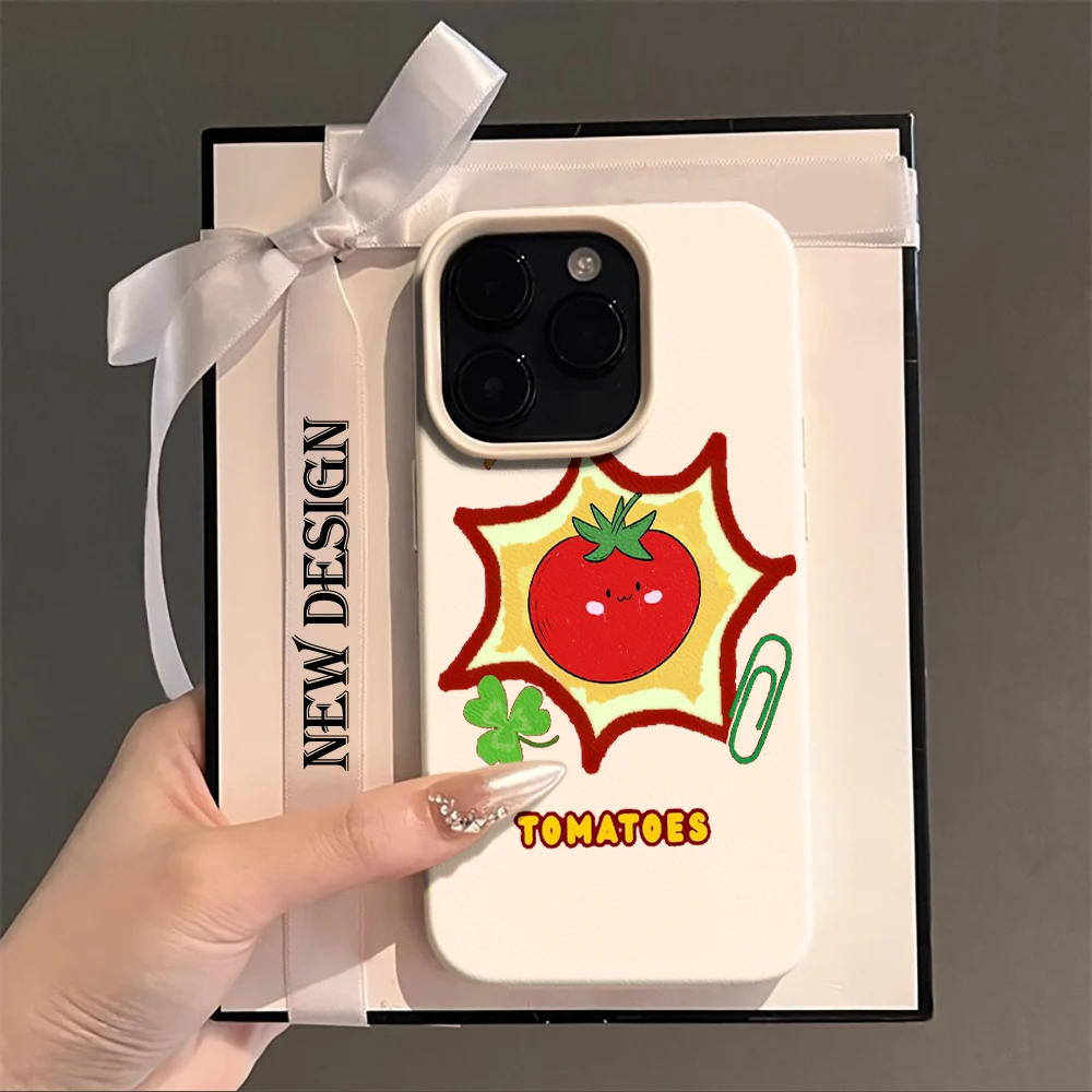 Фото Чехол с иллюстрацией свежих томатов для iPhone 17 Air 16 15 14 13 12 11 Pro Max Plus X, тонкий защитный чехол с текстурой личи №1