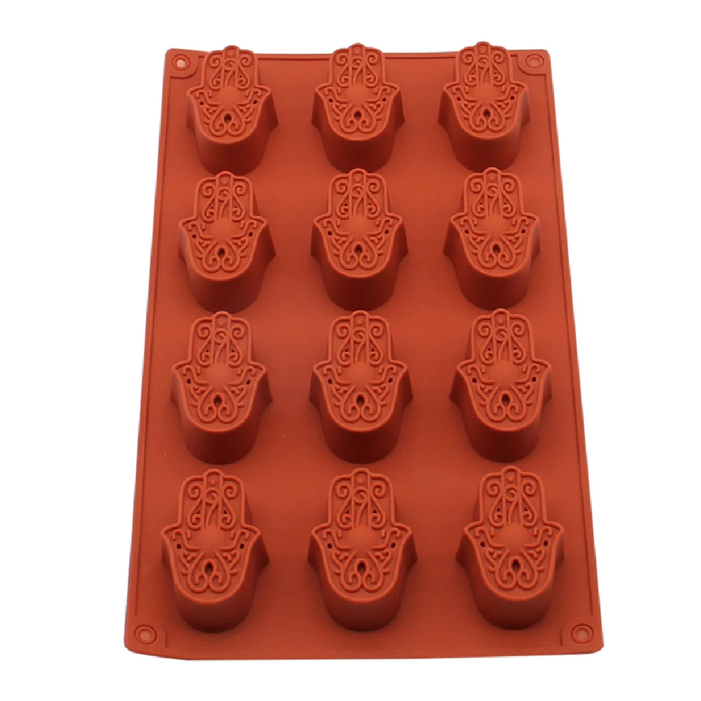 12 Holes Mini Lotus in The Palm Silicone Soap Molds Forms Soap Khamsah DIY Candle Aromatherapy Molds Hand Of Fatima Mascot Mould