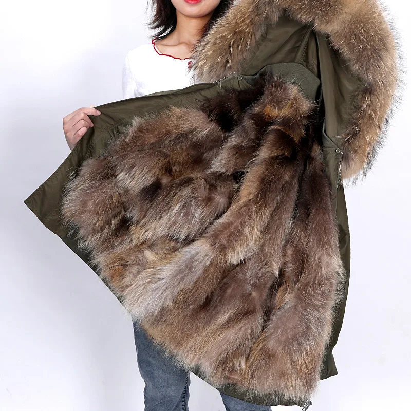 MAOMAOKONG 2022 New Real Fox Fur collar Women's winter fur coat Rabbit fur Jackets Detachable Raccoon lining Embroidery parkas enlarge